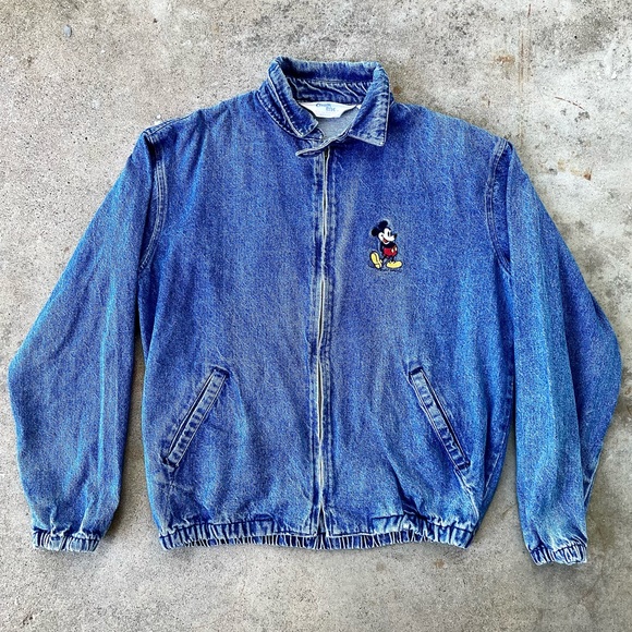 Disney Jackets & Blazers - Vintage Walt Disney Mickey Mouse Denim Jean Jacket Embroidered By Chalk Line